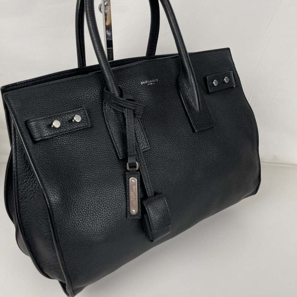 Saint Laurent Black Grain Leather Tote - Picture 3 of 12